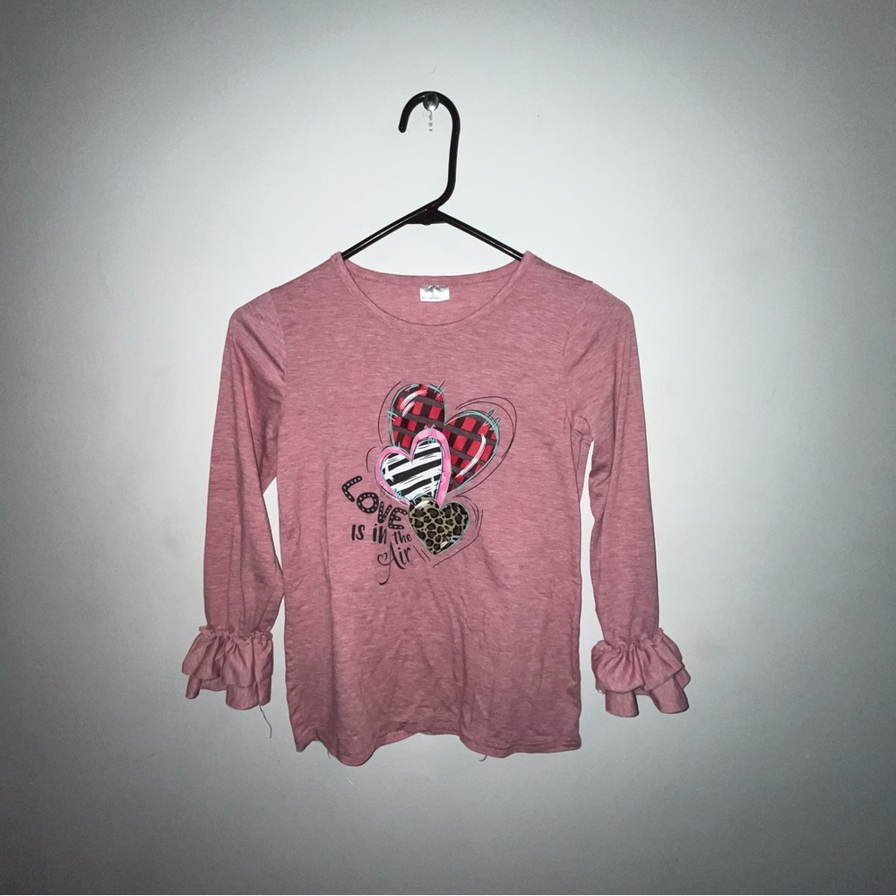 Girls Pink Kids Shirt with Heart Design